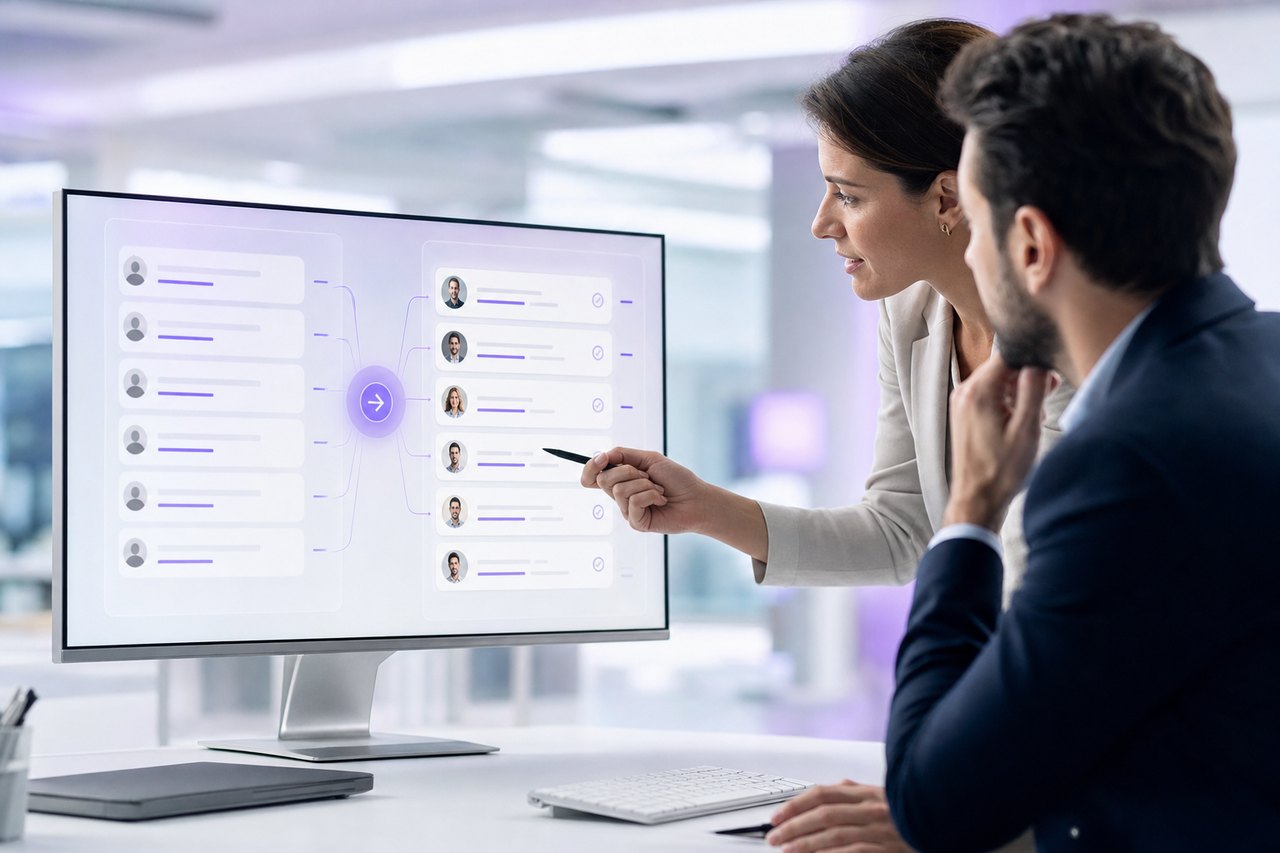 A clean software dashboard revealing identified company profiles from anonymous web traffic